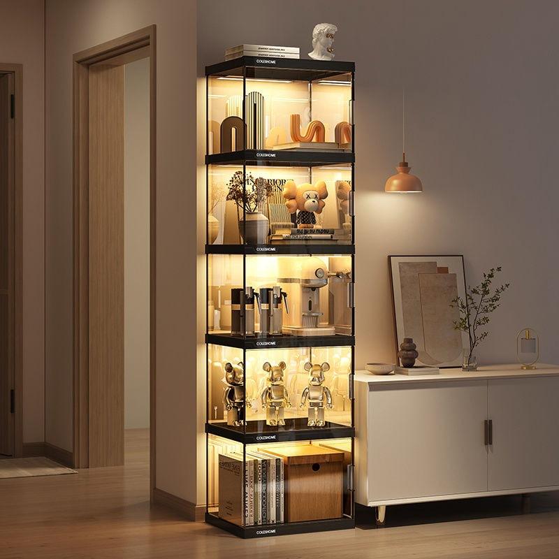 Bookcase Display Cabinet with Door, Dust-proof Bookshelf, Transparent Figurine Storage Model, Floor Standing Display Cabinet