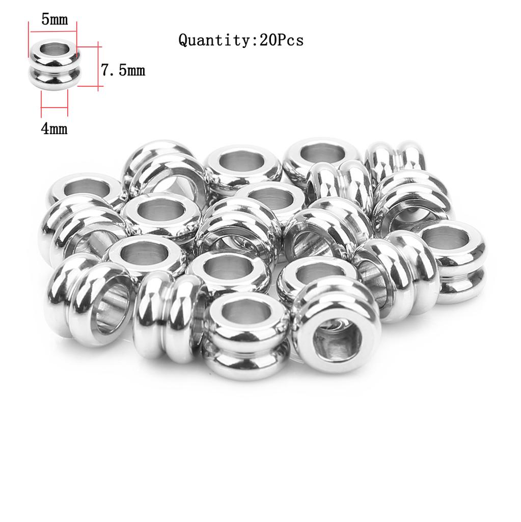 Stainless Steel Beads Square Round Big Hole Loose Spacer Bead For Jewelry Making Charm Bracelets Necklace Finding