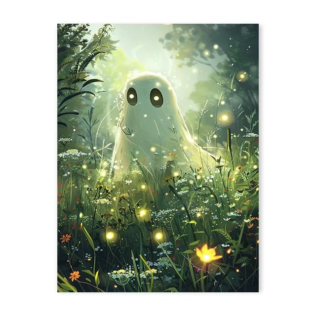 Halloween Horror Ghosts Black Cats Retro Landscape Canvas Prints Spooky Country Wall Art Posters for Living Room Home Decor