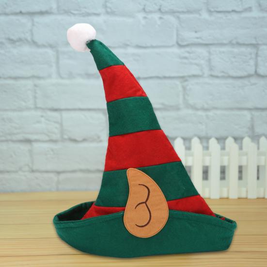 Полосатая шляпа эльфа с ушками, острый белый помпон, маскарадная вечеринка, аксессуар для косплея, нетканый материал, шляпа ведьмы для взрослых, товары для Хэллоуина