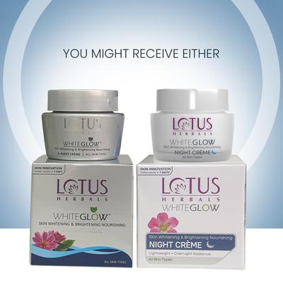 Lotus Herbals WhiteGlow Ночной крем для отбеливания и осветления кожи, питательный | Уменьшает темные пятна и тусклость | Ночное увлажнение и обновление кожи | P