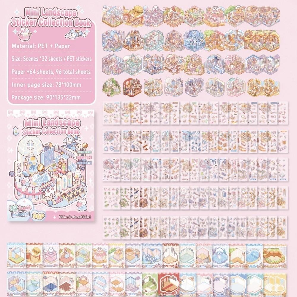 Miniature Scene 3D Scene Stickers 3D Cartoon Stickers Creative DIY Sticker Book Festival Gift