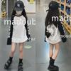 Girls' 2025 Early Spring Casual Printed Raglan Sleeve T-Shirt - Baby Loose Mid-Length Trendy Top