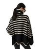 Women's Striped Turtleneck Sweater Autumn and Winter Loose Design Niche Knitwear Pullover Coat