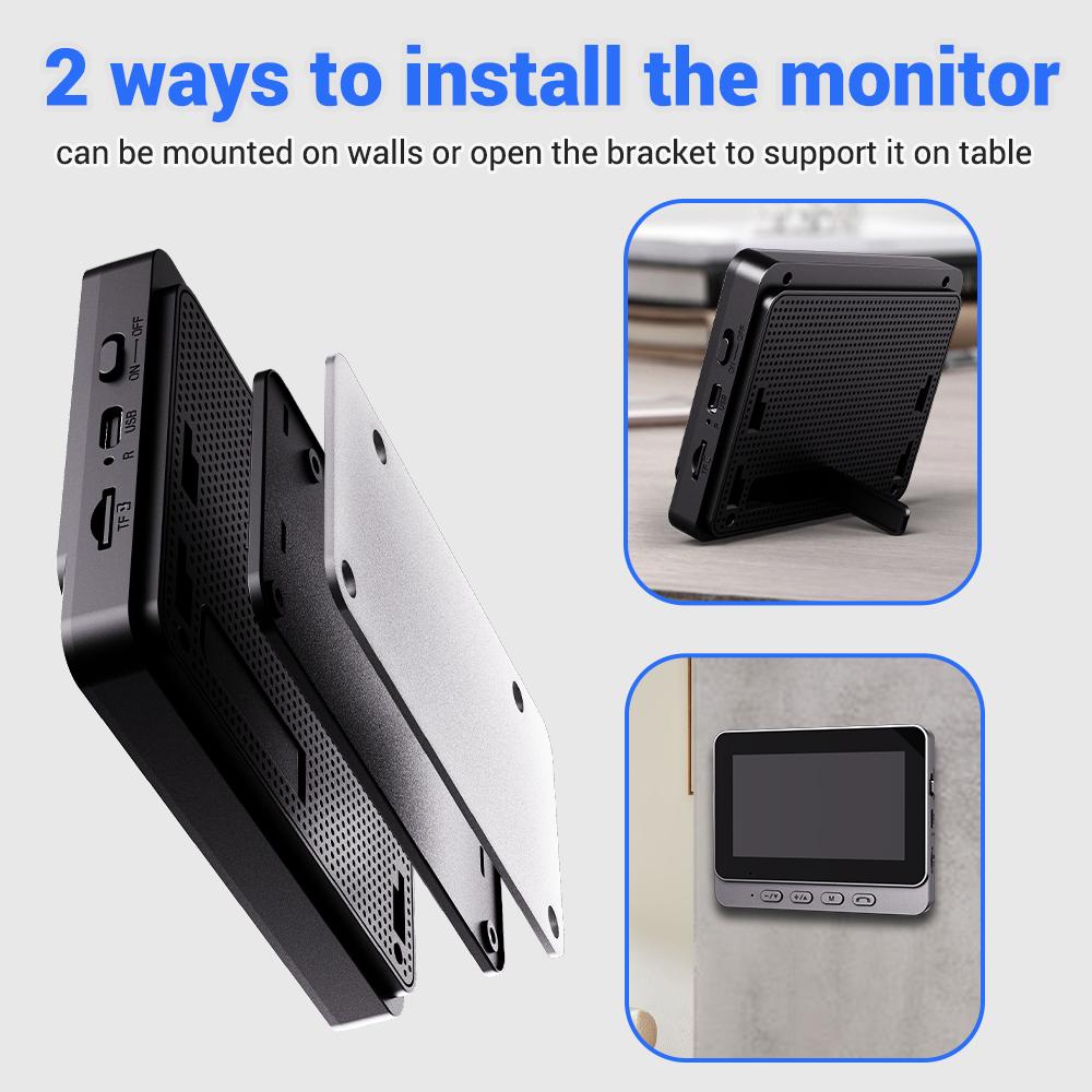 4,3-дюймовая 2,4G беспроводная видеокамера для дверного звонка WiFi умный домофон дверной звонок умная домашняя безопасность обнаружение движения ночное видение