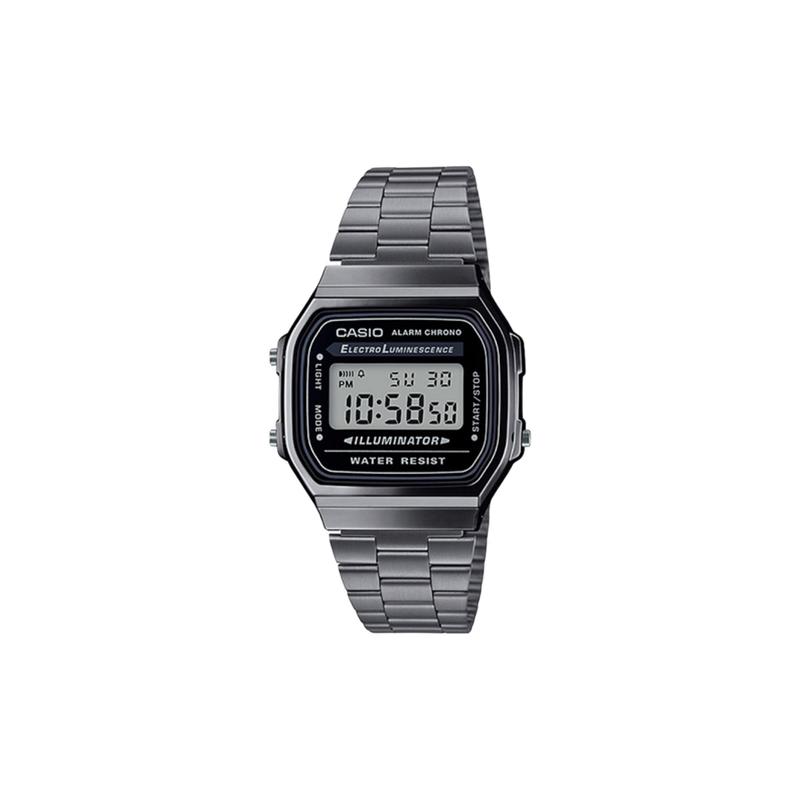Casio Индивидуальные часы модифицированная серия синее зеркало серебристый пластиковый корпус 30 метров водонепроницаемость модный тренд A168WGG-1A-HeiSeBiaoPanShenLanSeBiaoJing