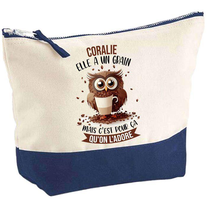 Trousse de maquillage - PLANETEE - Coralie Chouette Grain - Grand format - Coton - Impression HD