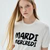 [mardimercredi] Вязаный топ с логотипом-кистью, короткий рукав - Белый Черный