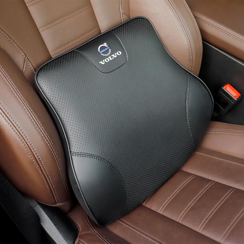 Car Leather Headrest Lumbar Memory Foam Neck Pillow Accessories For Volvo XC90 V90 V60 XC60 V40 EC40 EX40 S80 S60 S90 C40 XC40