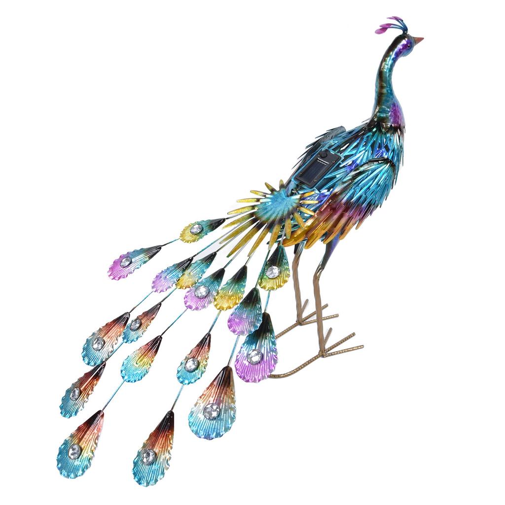 Уличный солнечный свет Яркая скульптура павлина Свет Садовый декоративный свет для двора Газона 69x55 см   27.2x21.7 дюймов