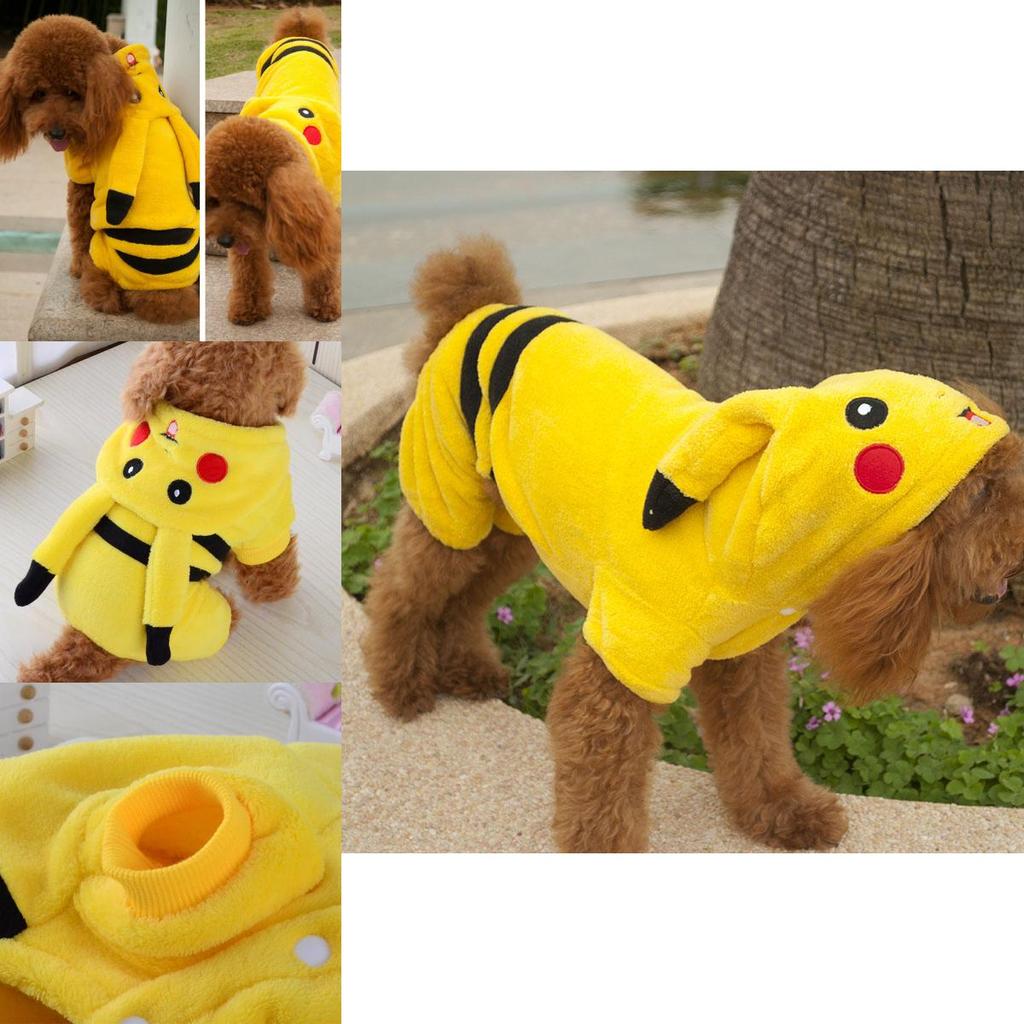 Очаровательный костюм питомца Pokemon Go с дизайном Пикачу с капюшоном для собак и кошек