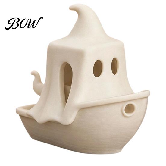 Durable Halloween Ornament 3D Printed Boat Figurine, Spooky Ghost Pumpkin Atmospheric Holiday Props Ship Statue for Party Tabletop Home Decor