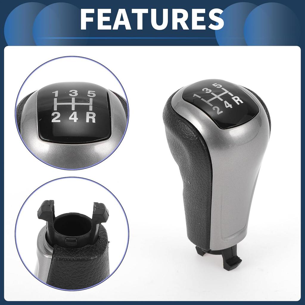 5 Speed Manual Gear Shift Knob, Front Automotive Gearbox Stick Shifter Lever Knob No.77299TA0A01ZA for Honda Accord 2008-2012 Plastic Black, 1 Pc