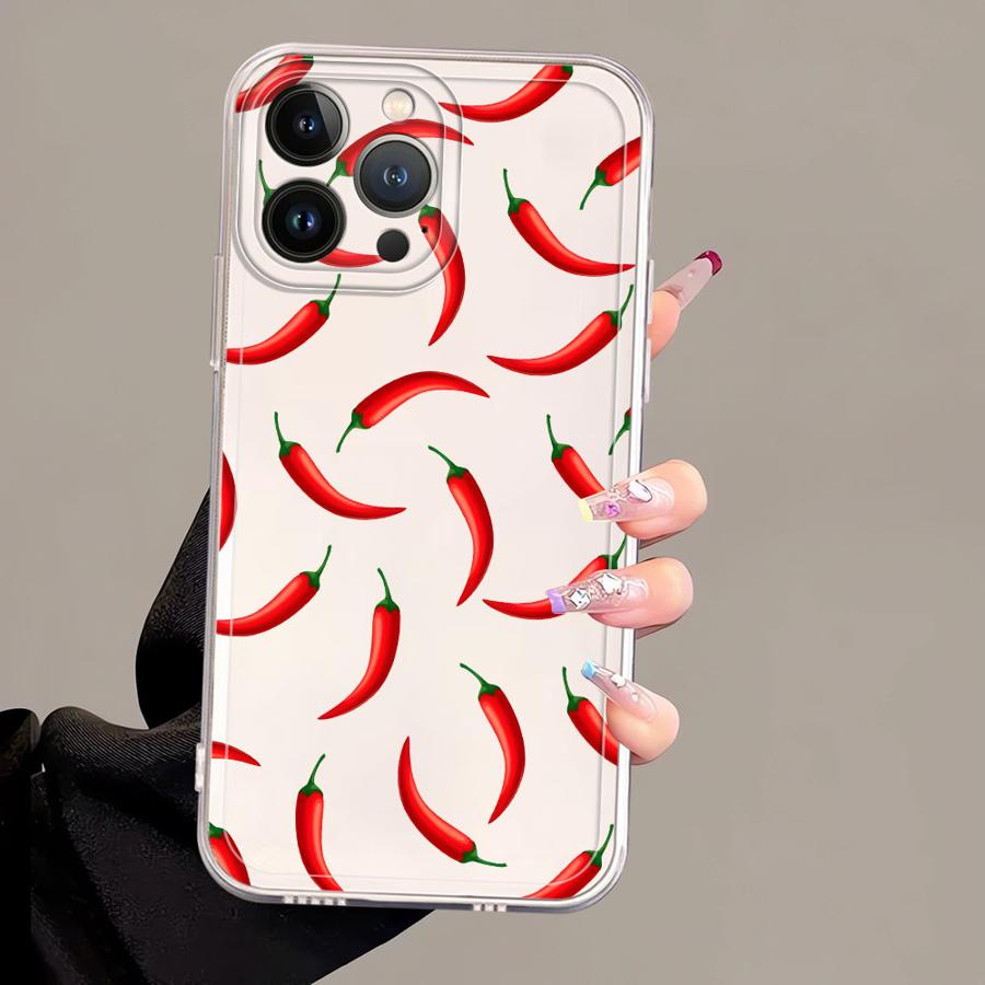 Мягкий чехол для телефона с фруктами и чили для iPhone 17 Pro Max 12 Mini 15 XS Max 13 Pro 16 7 8 Air 14 Plus XR 11