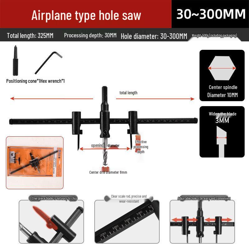 Adjustable Hinge Punching Cutter for Wood, Plasterboard, Downlight, and Spotlight Installation