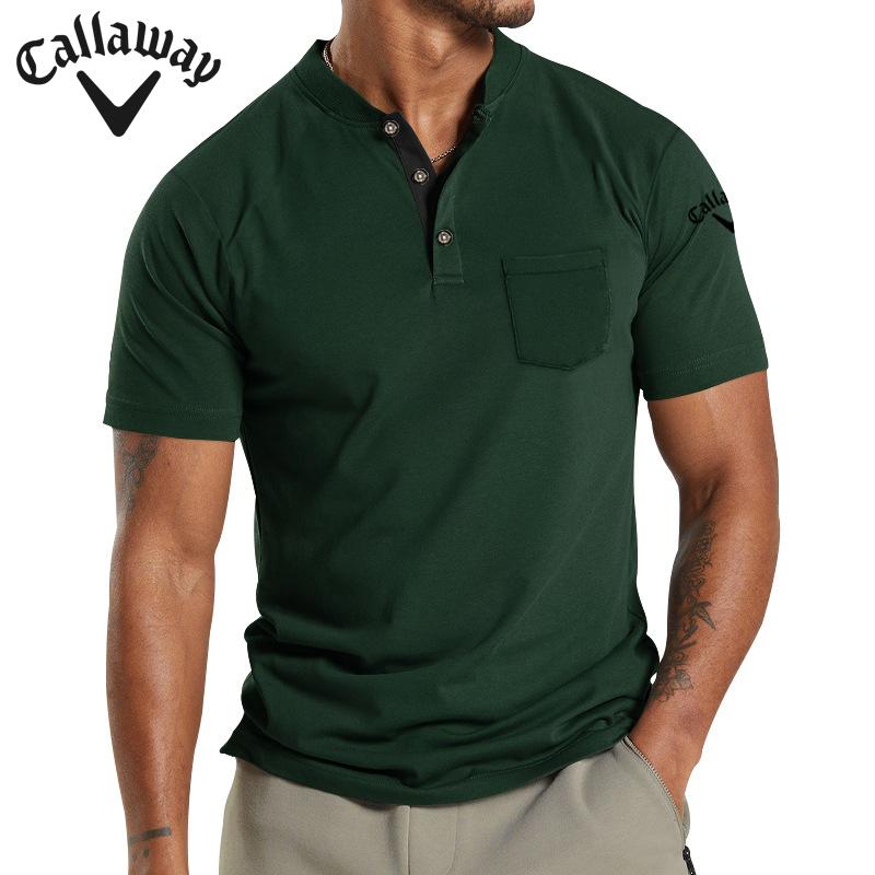 Callaway Летняя вышивка Новая большая мужская футболка с коротким рукавом и карманом на пуговицах Поло