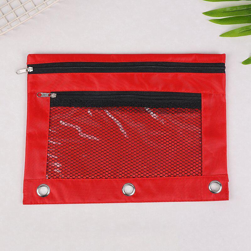 Папка-регистратор на кольцах B5 из ткани Оксфорд с прозрачным пеналом и двойной молнией на три отверстия