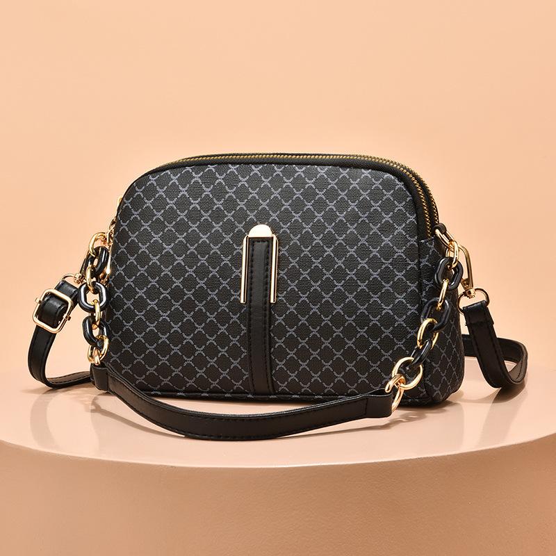 Популярная маленькая сумка, новая женская сумка через плечо с принтом, мягкая кожаная двухслойная сумка через плечо большой емкости