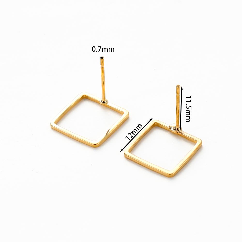 10 шт. Латунные серьги с покрытием 14K 18K, 12 мм, квадратные, полые, гвоздики, крючки для изготовления украшений своими руками