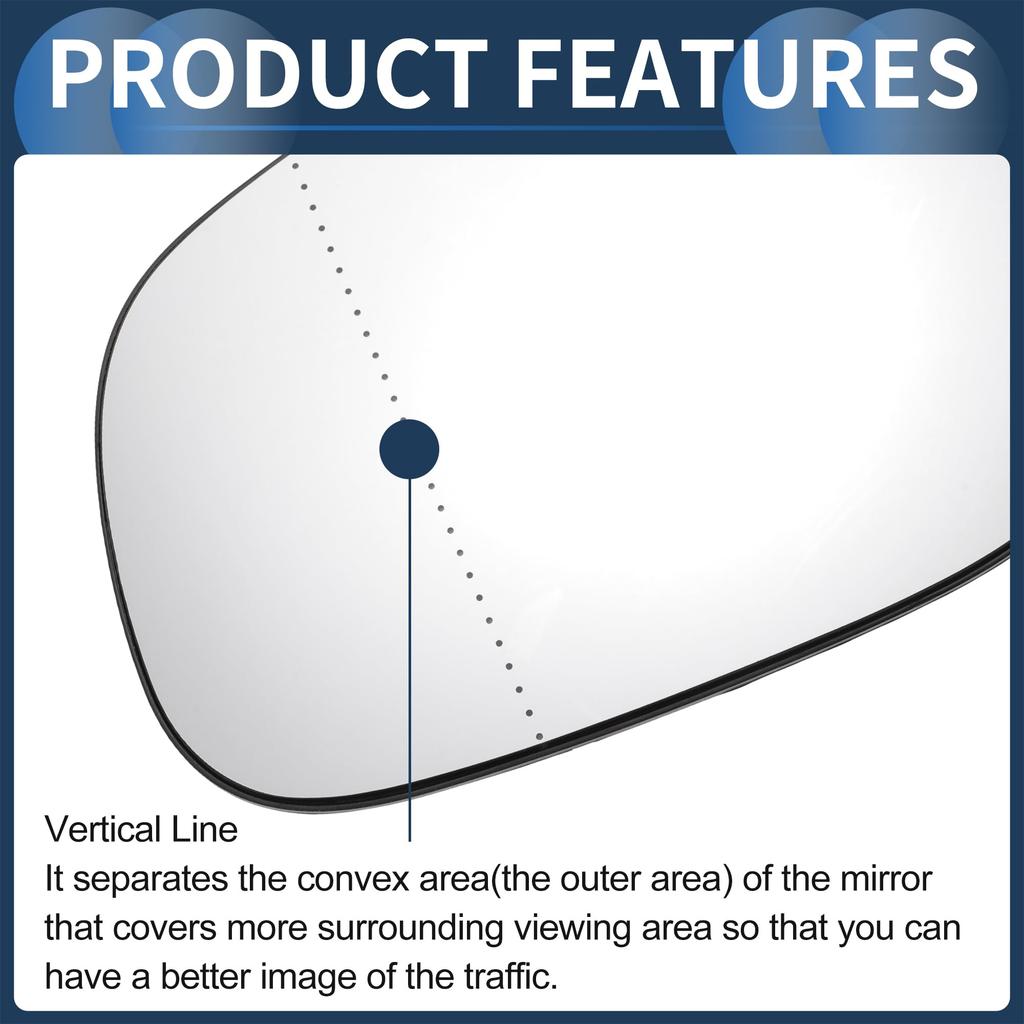 INFINAUTO Совместимо с Volvo Левое Зеркальное Стекло Заднего Вида со Стороны Водителя Замена с Подложкой