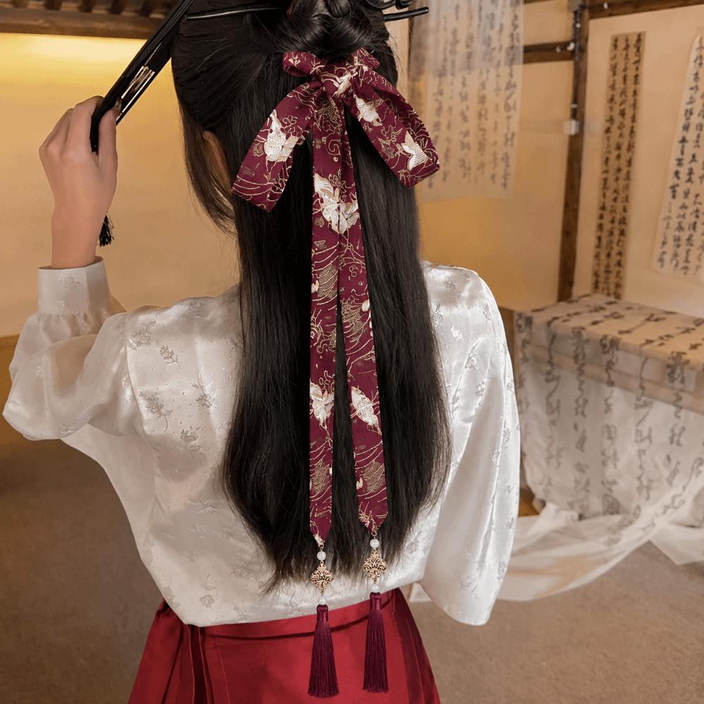 Retro Style Long Hair Straps Chinese Hanfu Hair Bands Hair Ribbons Headdress For Girls Women