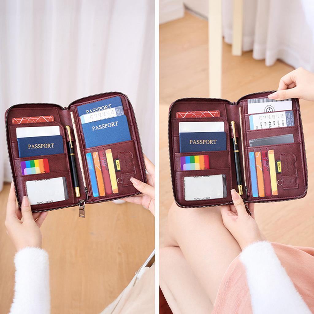 Portable Family Passport Holder Portable & Waterproof Travel Passport Holder Bag for Cards Boarding Pass Money