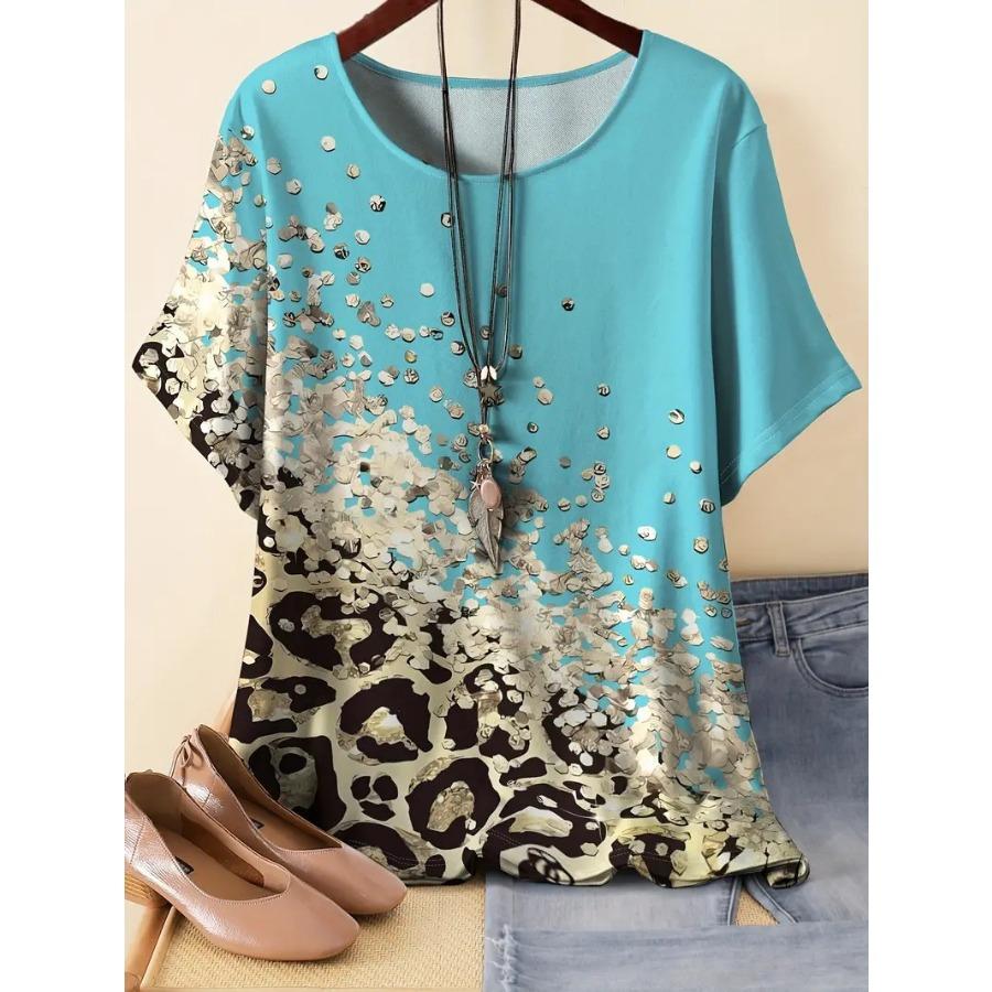 XL-7XL Большой размер Универсальный модный трендовый пуловер с принтом Футболка с короткими рукавами Топ