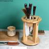 Вращающийся деревянный держатель для ножей, держатель для инструментов, кухонная настольная полка, многофункциональная полка для хранения, полка для палочек для еды, полка для слива, подставка для ножей