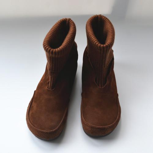 Модные винтажные женские сапоги Ботильоны из коровьей кожи на плоской подошве Ботильоны-носки с эластичной резинкой