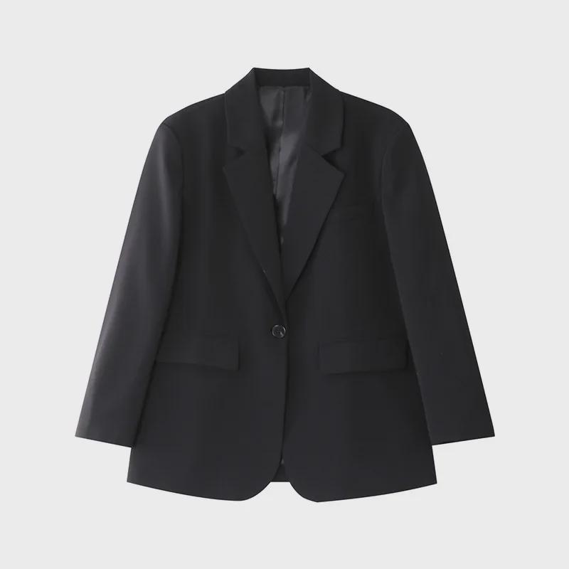 Женский пиджак свободного кроя весна/осень 2025 черного цвета