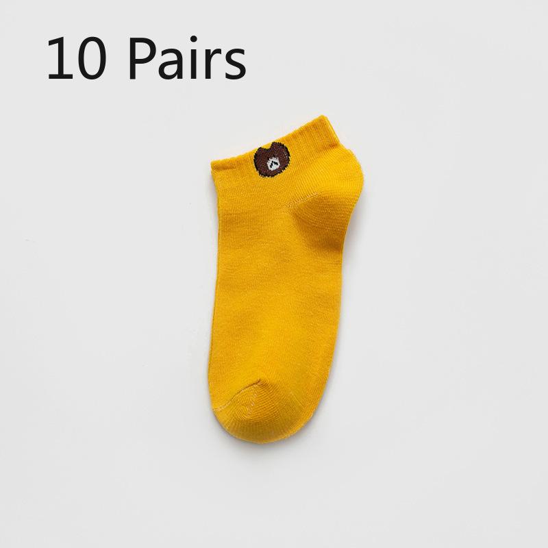 10 Pairs of Women's Four Seasons Disposable Cartoon Bear Socks