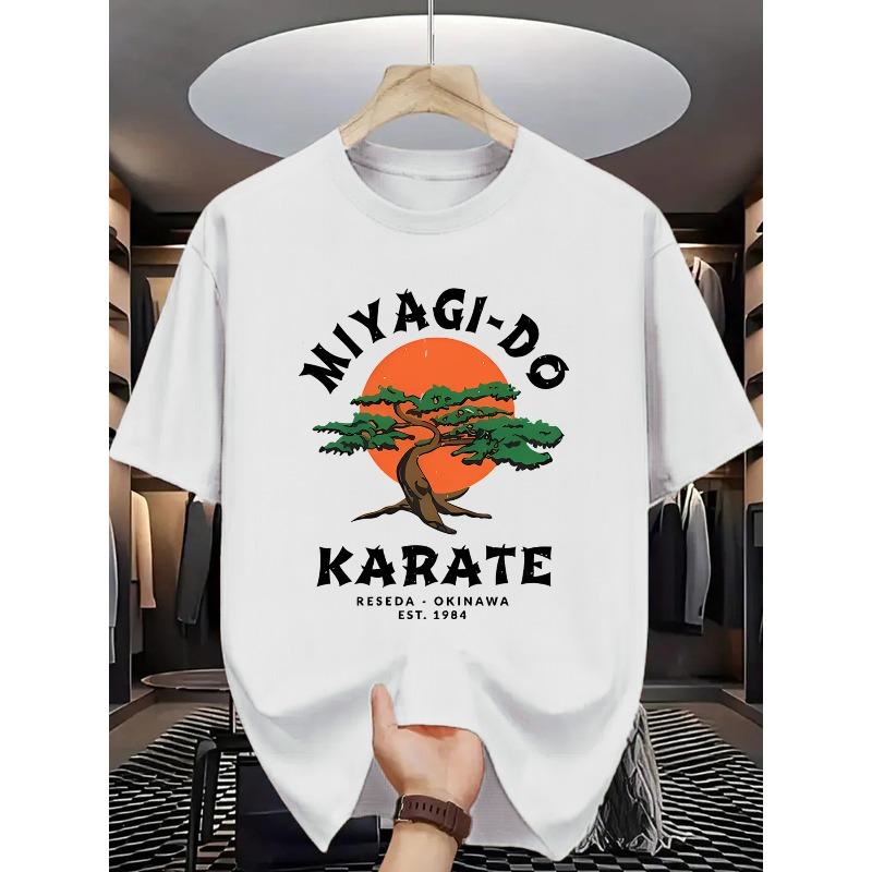 Европейские размеры Miyagi-Do Karate Reseda - Окинава Основано в 1984 г. Мужская футболка с круглым вырезом, с винтажным дизайном в стиле культуры боевых искусств