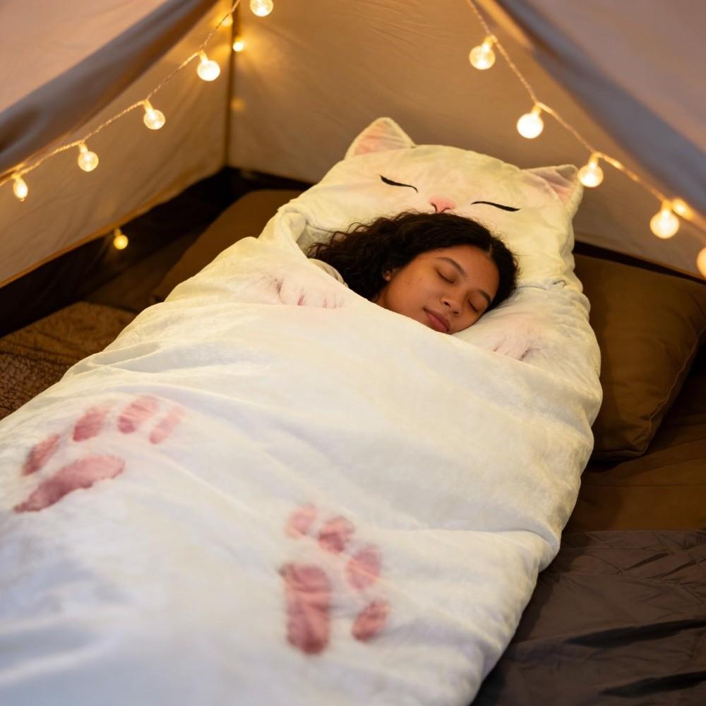 Мягкий Плюшевый Кот Конверт Спальный Мешок Уютное Теплое Одеяло Милый Туристический Спальный Мешок Походы