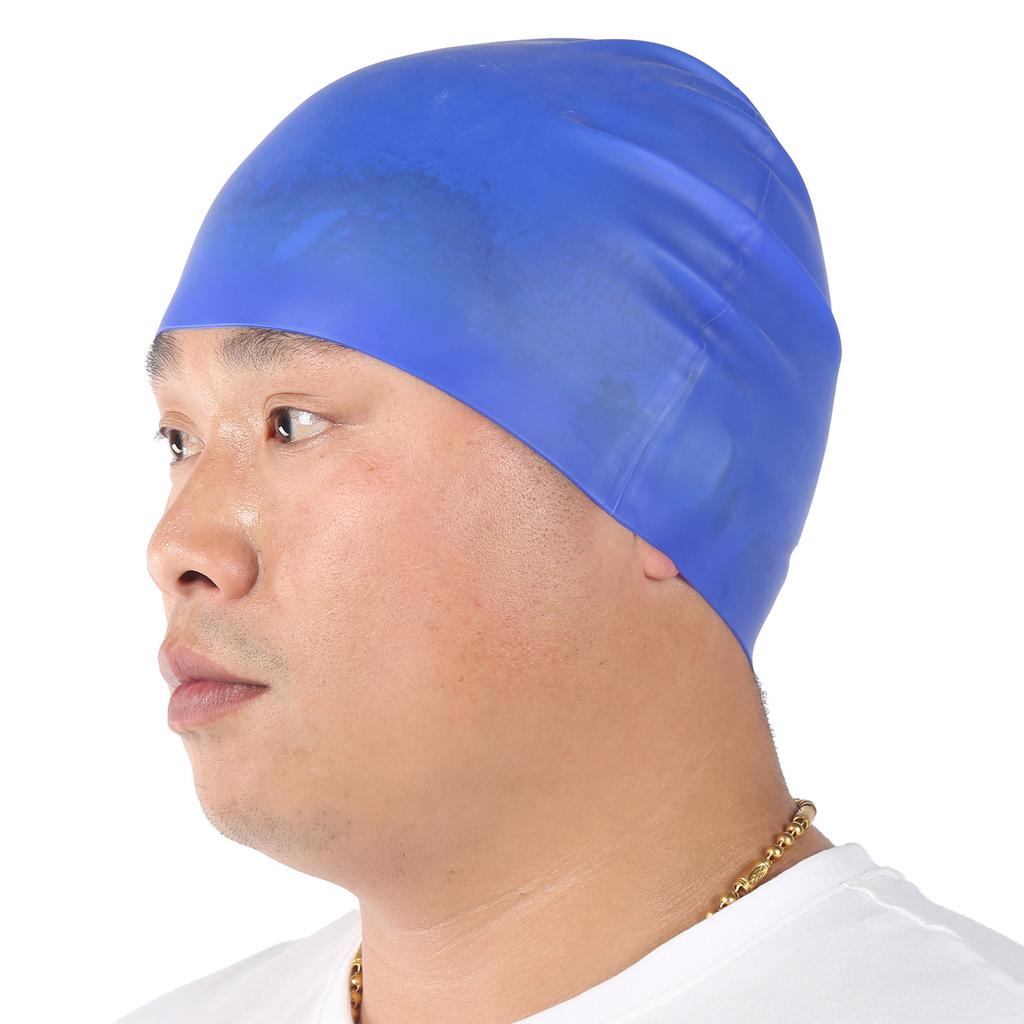Waterproof Swimming Cap High Elasticity Silicone Swimming Hats Protect Ears for AdultsDark Blue