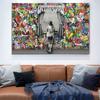 Banksy Scenes Girl Street Graffit Canvas Painting Modern Posters and Prints Wall Art Pictures for Living Room Wall Decor Cuadros
