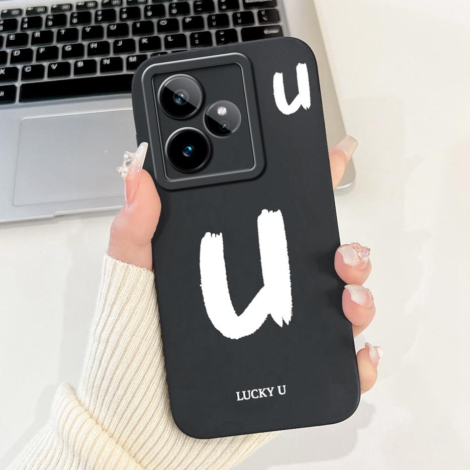 Чехол для Realme GT7 5G RMX5061 Милый Чехол с Счастливыми Буквами Мягкий ТПУ Матовый Чехол для Телефона Для Realme GT 7 Pro GT7 T 7T GT7T Fundas Coque