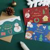 1 Set Greeting Card Cute Cartoon Designs Merry Christmas Card Smooth Writing Greeting Card for Festive Holiday