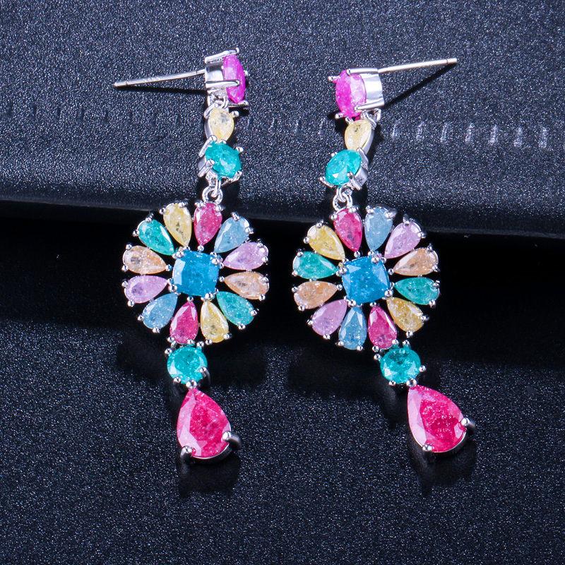 WWJ модные банкетные украшения, разноцветные длинные серьги-капли для девочек