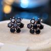 Романтичный дизайн, черные циркониевые серьги-гвоздики в виде цветка для женщин, винтажные свадебные украшения цвета розового золота