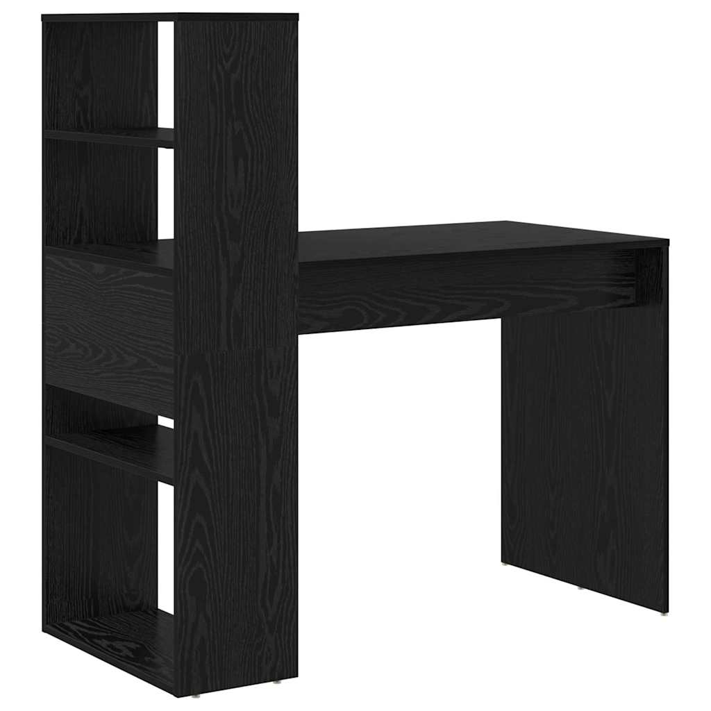 Desk with Shelf Black Oak Effect 113 x 54 x 120 cm