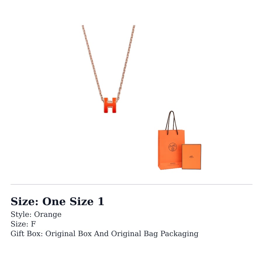 HERMES POP H Metal, Rose Gold Plated Necklaces Women's Orange H147992FOB8