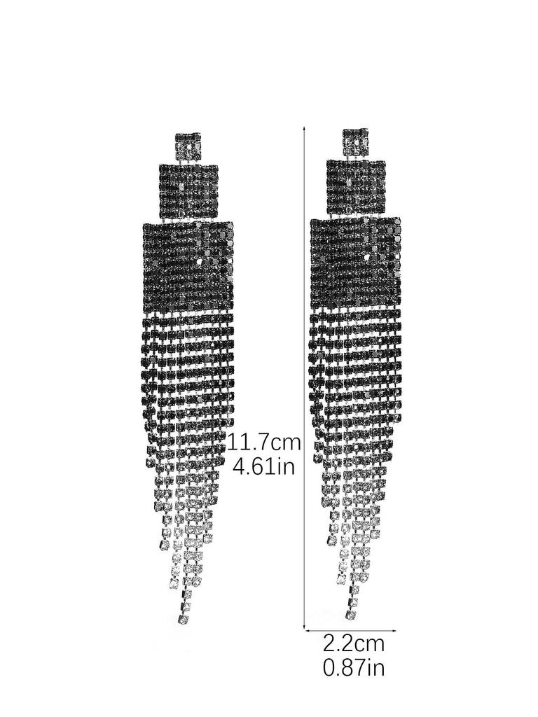 DINGKA Роскошные серьги-пусеты с длинной кисточкой из страз для женщин