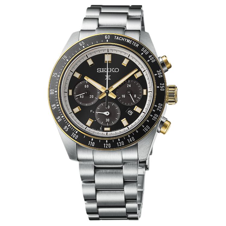 Seiko Prospex Часы с солнечным кварцевым механизмом и стальным ремешком 41,4 мм Мужские часы Черный циферблат SSC941P1