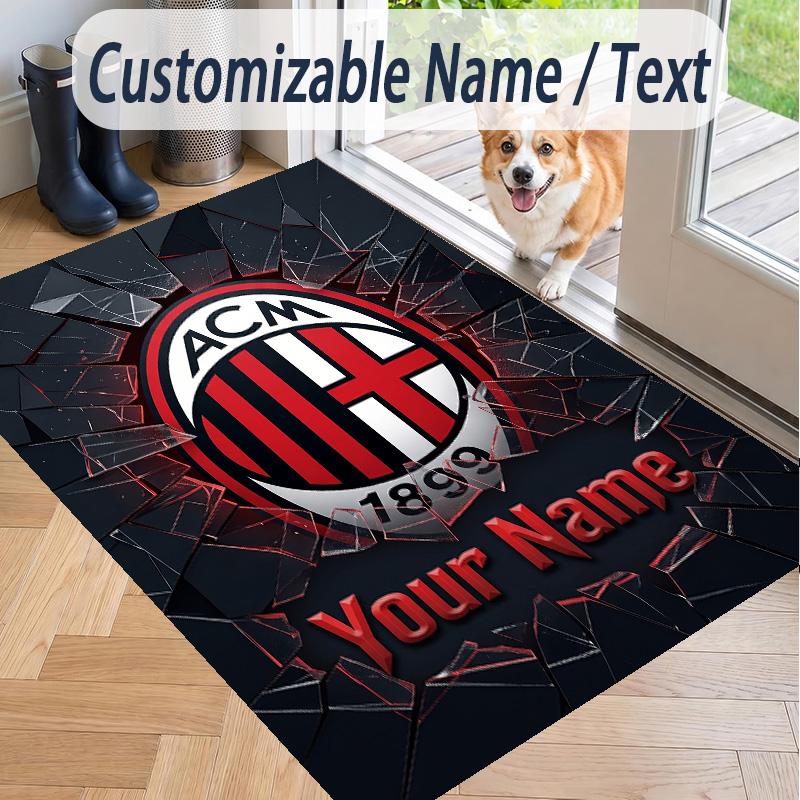 Custom Text Printed Rug AC Milan Non Slip Floor Carpet For Home Room Decor