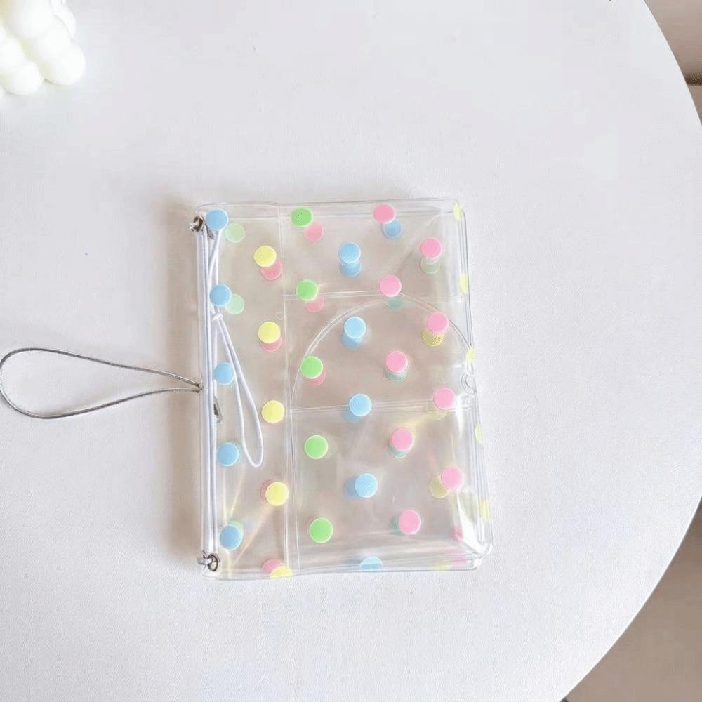 Polka Dot Print Transparent Passport Cover Elastic Band Design Portable Notebook Cover Casual