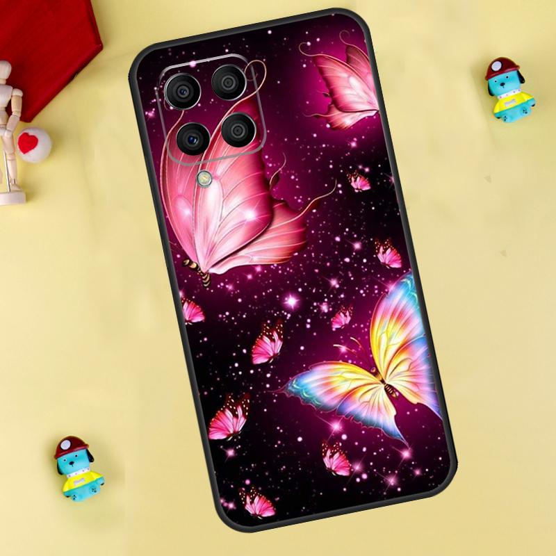 Black Beautiful Butterfly Case For Samsung Galaxy M35 M55 M15 M11 M12 M13 M14 M06 M16 M36 M56 M31 M53 M32 M52 M34 M54