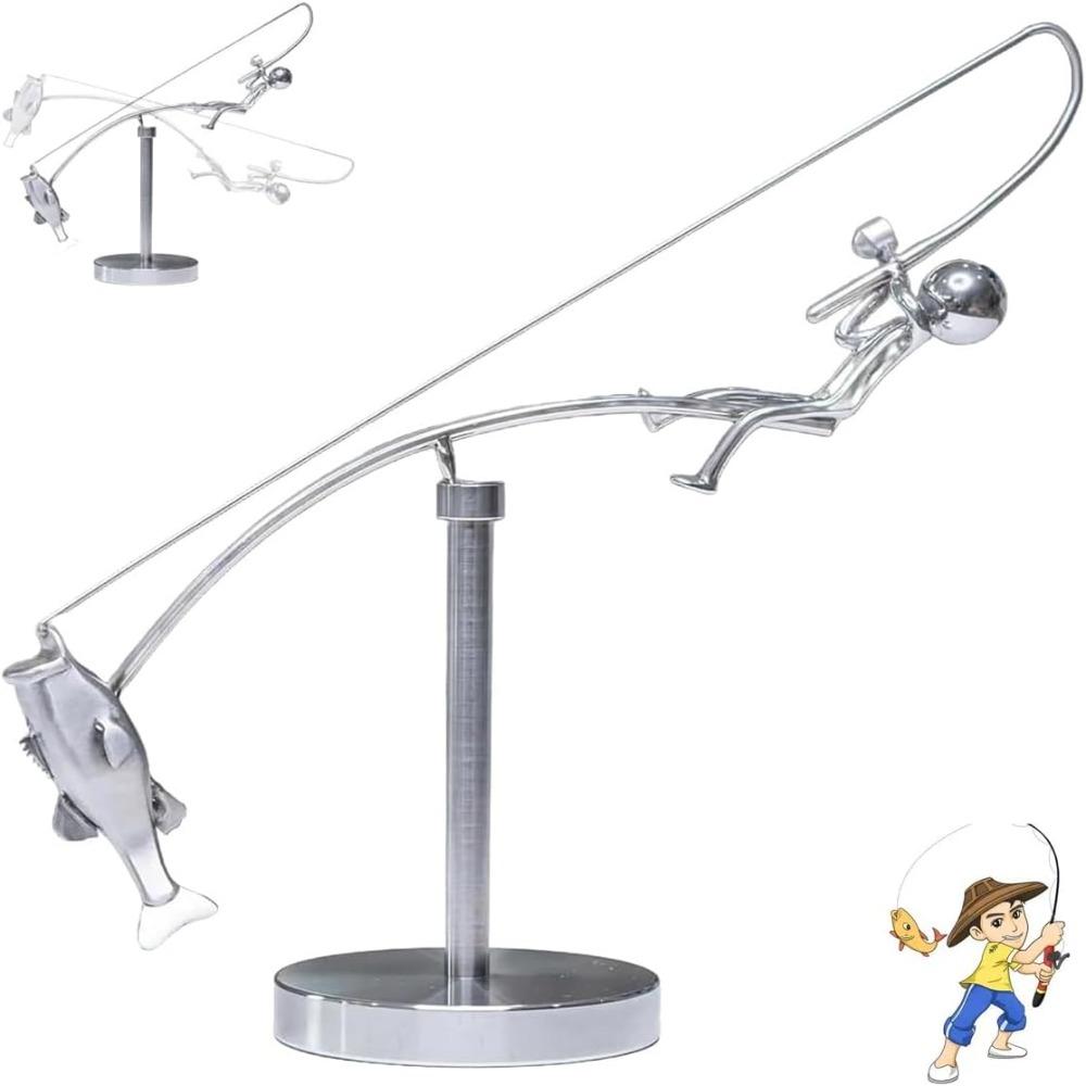 Metal The Fisherman Balancing Sculpture Kinetic Balance Art Statue  for Home & Office Decor