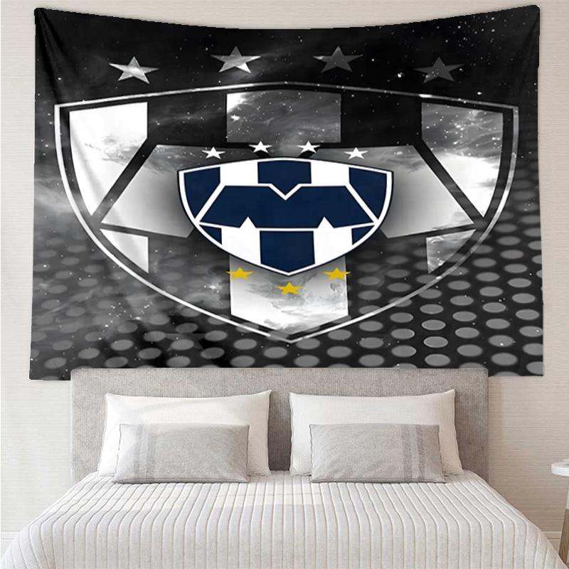 1PC Monter-rey Football Crest Art Printed Tapestry Room Decoration Wall Hanging for Living Room Bedroom, dormitory, Birthday and Christmas gifts