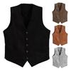 Men Suit Vest V-Neck Sleeveless Single Breasted Slim Fit Waistcoat with Pockets Solid Color Formal Business Vest Coat