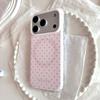 Розовый Круглый Чехол-Накладка с Точками для iPhone 17 Pro Max 16 1 14 13 Ударопрочный IMD Задняя Крышка Для